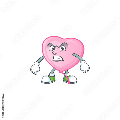 Picture of pink love balloon cartoon character with angry face