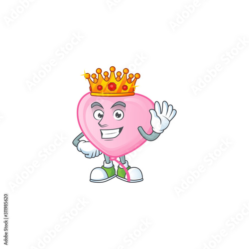 Cool King of pink love balloon on cartoon character style