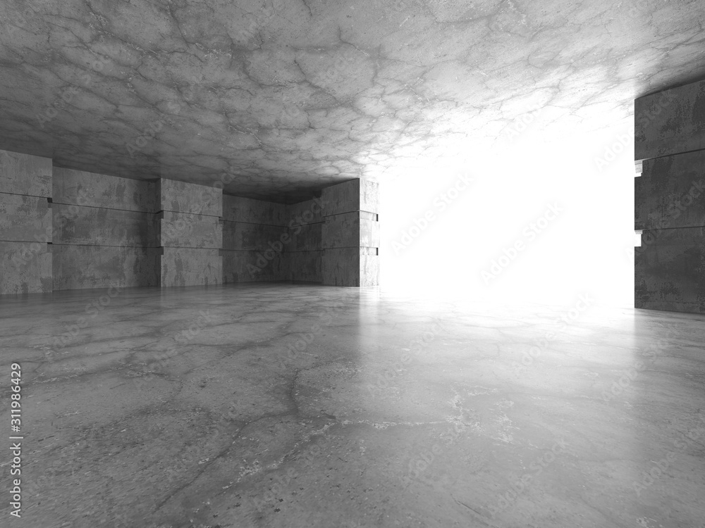 Obraz premium Dark concrete empty room. Modern architecture design