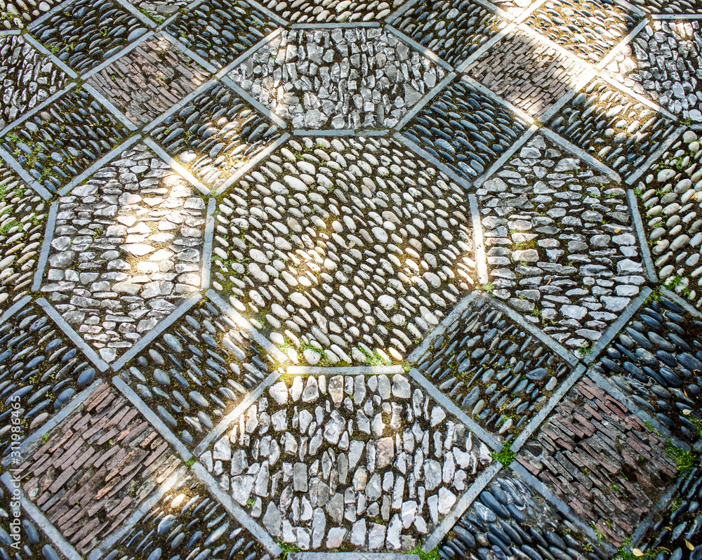 patterned stone walkway