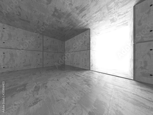 Dark concrete empty room. Modern architecture design