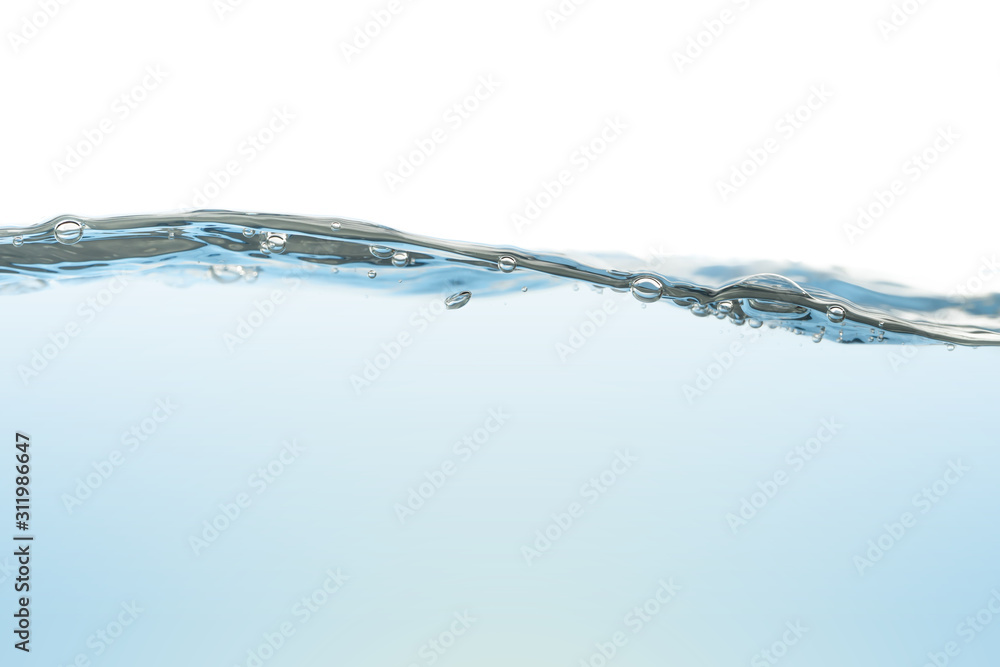 Water splash. Aqua flowing in waves and creating bubbles. Drops on the water surface feel fresh and clean. isolated on white background. Water splash. Aqua flowing in waves and creating bubbles. Drops on the water surface feel fresh and clean. isolated on white background.