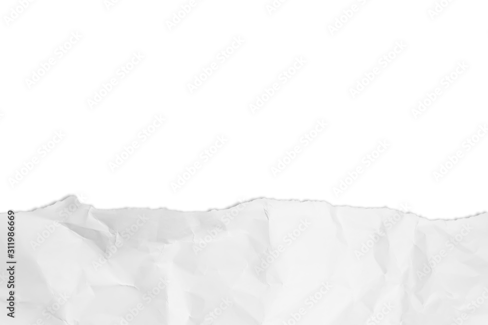 Obraz premium White crumpled paper texture background. Ripped paper isolated on white background with copy space.