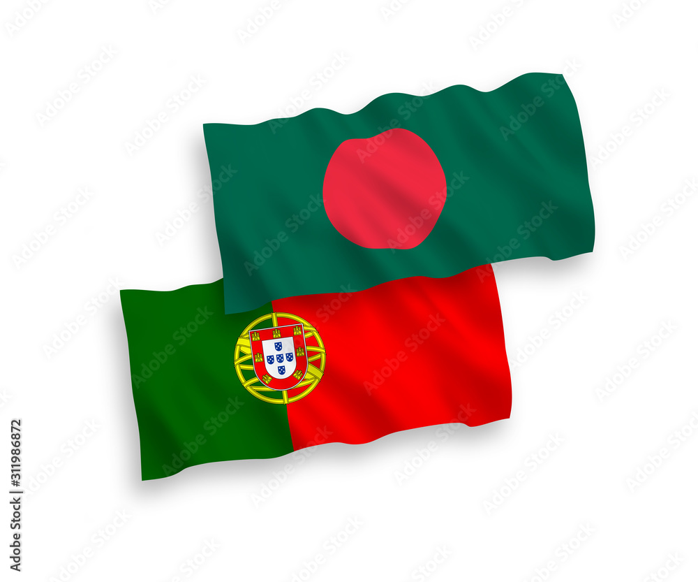 Flags of Portugal and Bangladesh on a white background Flags of Portugal and Bangladesh on a white background