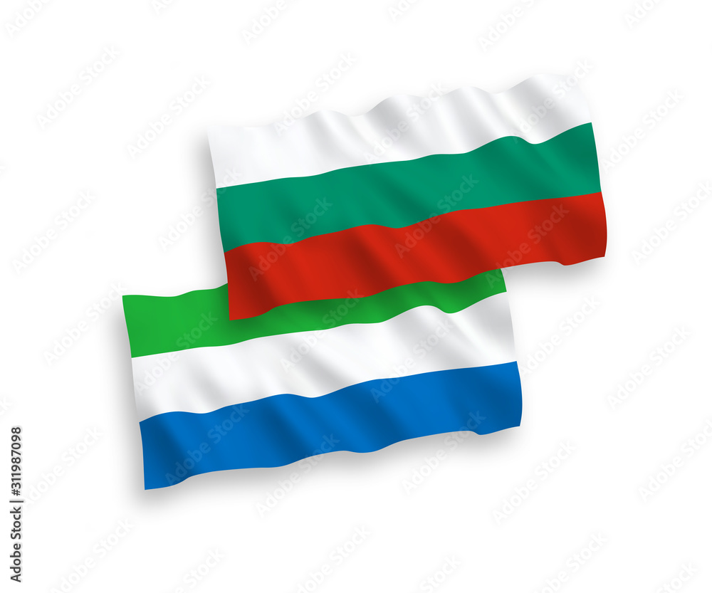 Flags of Sierra Leone and Bulgaria on a white background Flags of Sierra Leone and Bulgaria on a white background