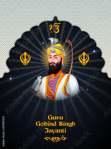 easy to edit vector illustration of Happy Guru Gobind Singh Jayanti religious festival celebration of Sikh in Punjab India