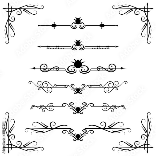 Text separator decoratice divider book typography ornament design elements vintage dividing shapes Border illustration
