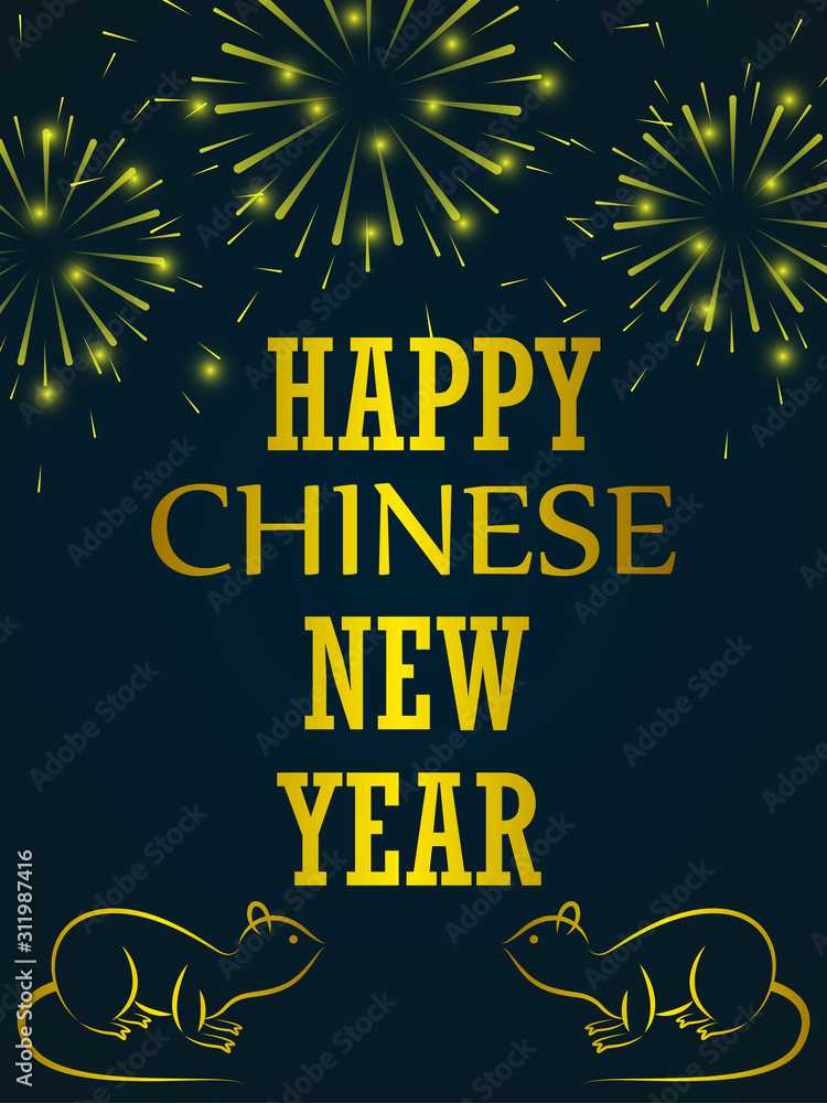 easy to edit vector illustration of Happy Chinese New Year greeting background