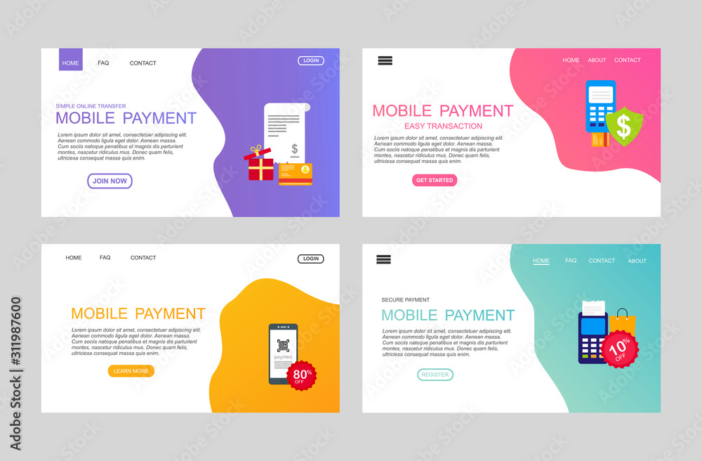 Concept Online and mobile payments for web page, social media ...