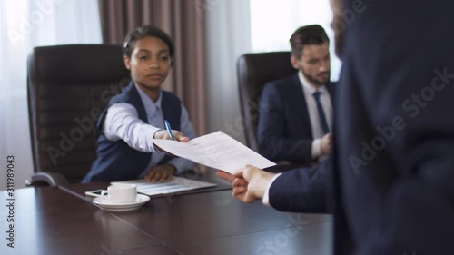 Wallpaper Mural Business meeting, process of transferring documents between businessmen, financial contract on paper, registration of papers. Torontodigital.ca