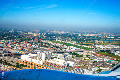 Plane. View from above In passenger plane