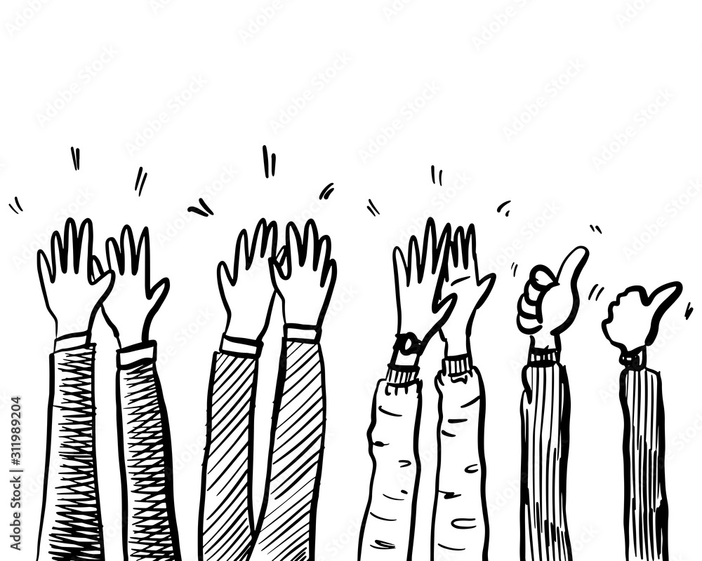 Hand Drawn sketch style of Human hands clapping ovation. applause, thumbs up gesture on doodle style , vector illustration. Hand Drawn sketch style of Human hands clapping ovation. applause, thumbs up gesture on doodle style , vector illustration.