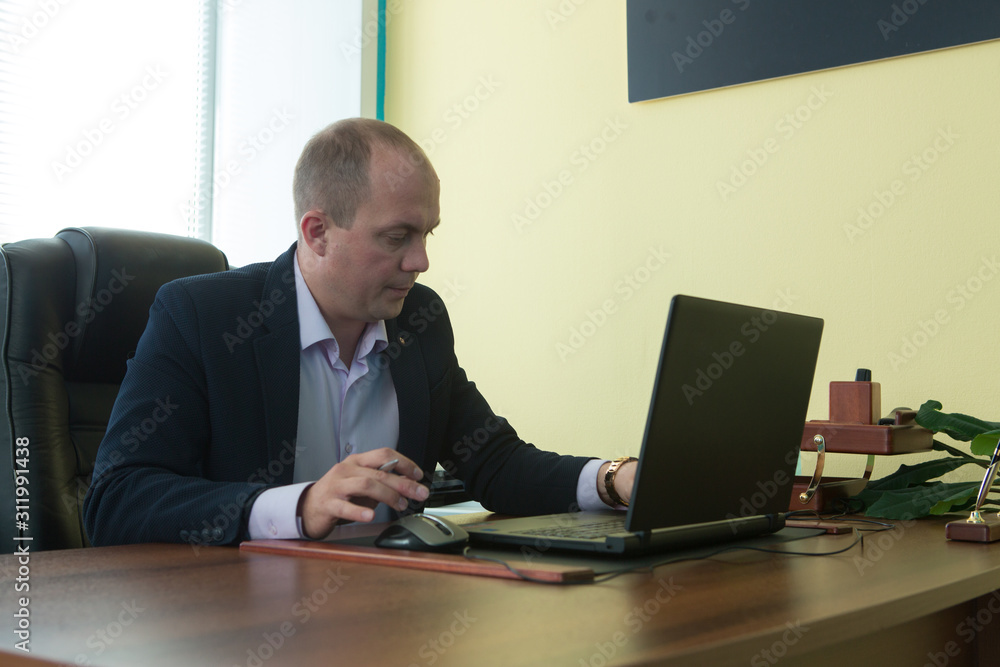 Business man in office busy with business work Business man in office busy with business work