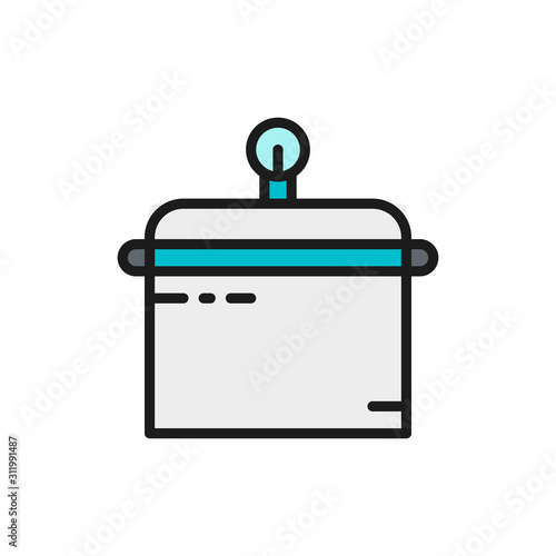 Container for tools disinfection, sterilization box flat color line icon.