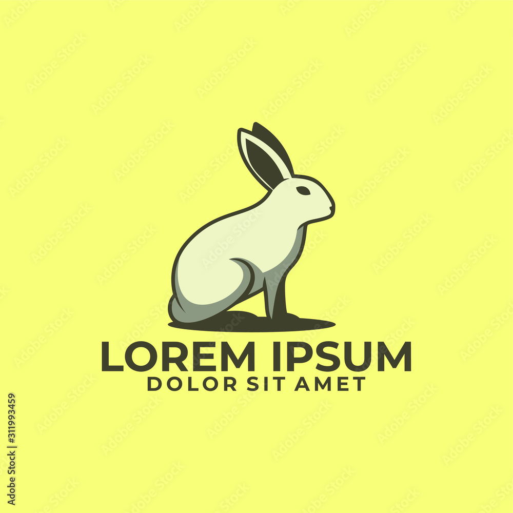 Standing rabbit logo template with modern emblem in flat design pictogram illustration Standing rabbit logo template with modern emblem in flat design pictogram illustration