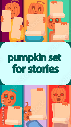 Halloween Pumpkin set for stories instagram.