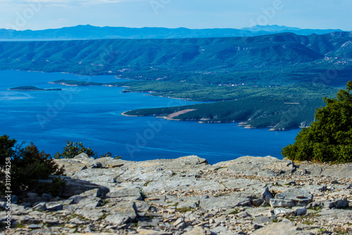 Shores of Hvar island in Coratia, Europe - view from Brac island