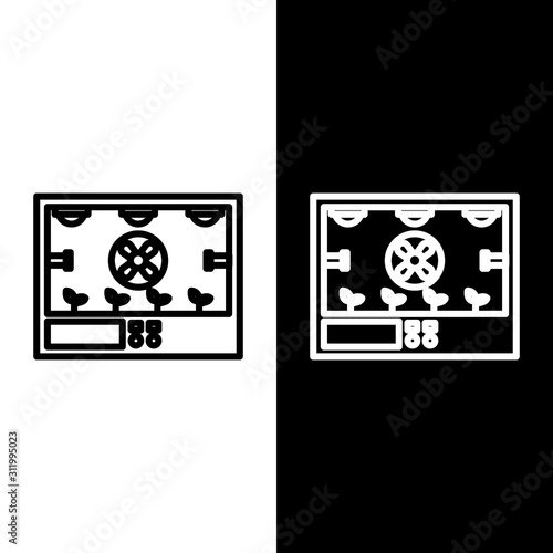 Set line Smart farming technology - farm automation system icon isolated on black and white background.  Vector Illustration