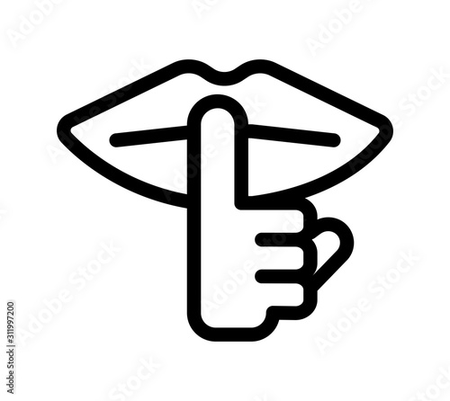 Secret, mute, silence, quiet vector icon illustration