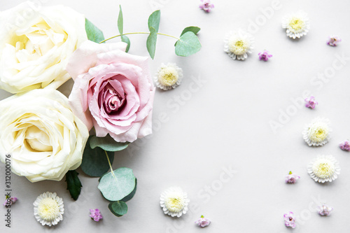 Flowers composition on white background