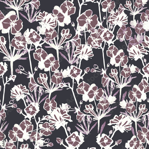 Seamless field floral pattern. Botanical illustration. Design for packaging, fabric, textile, wallpaper, website, cards.