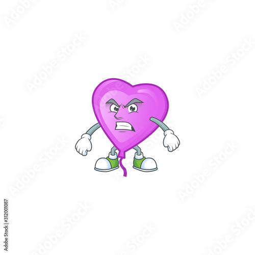 Picture of purple love balloon cartoon character with angry face