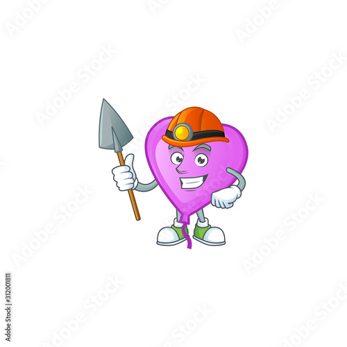 Cool Miner purple love balloon cartoon character design style