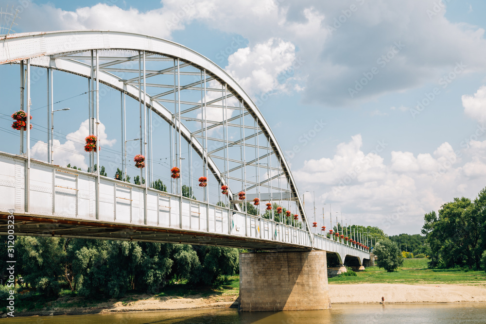 Belvarosi Hid bridge and Tisza River in Szeged, Hungary