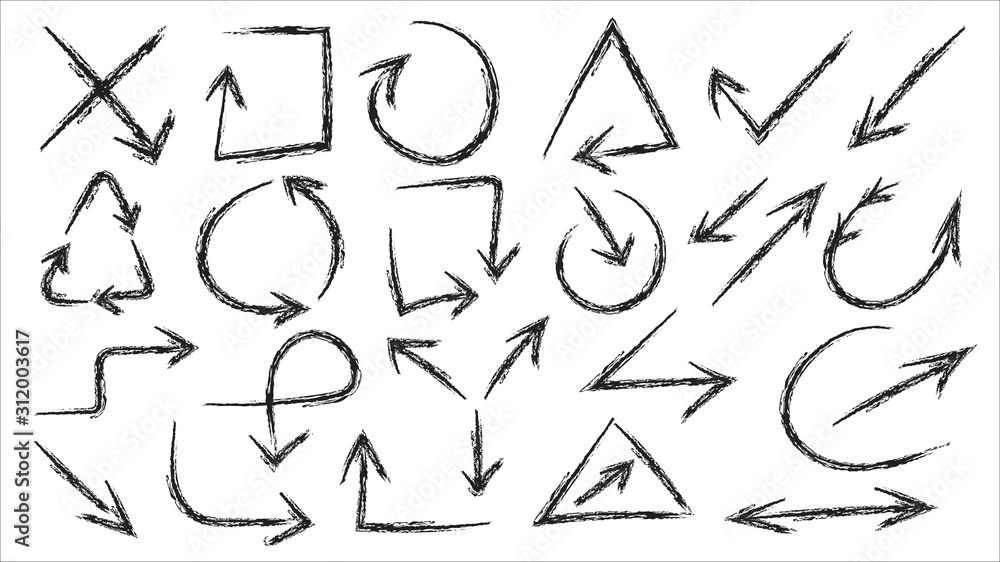 Hand drawn arrow vector icons set. sketch arrow design for business plan and education. Hand drawn arrow vector icons set. sketch arrow design for business plan and education.