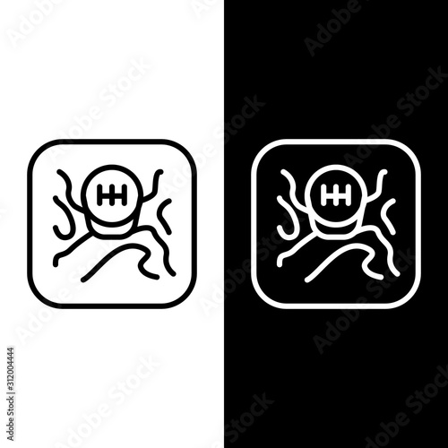 Set line Gear shifter icon isolated on black and white background. Transmission icon.  Vector Illustration