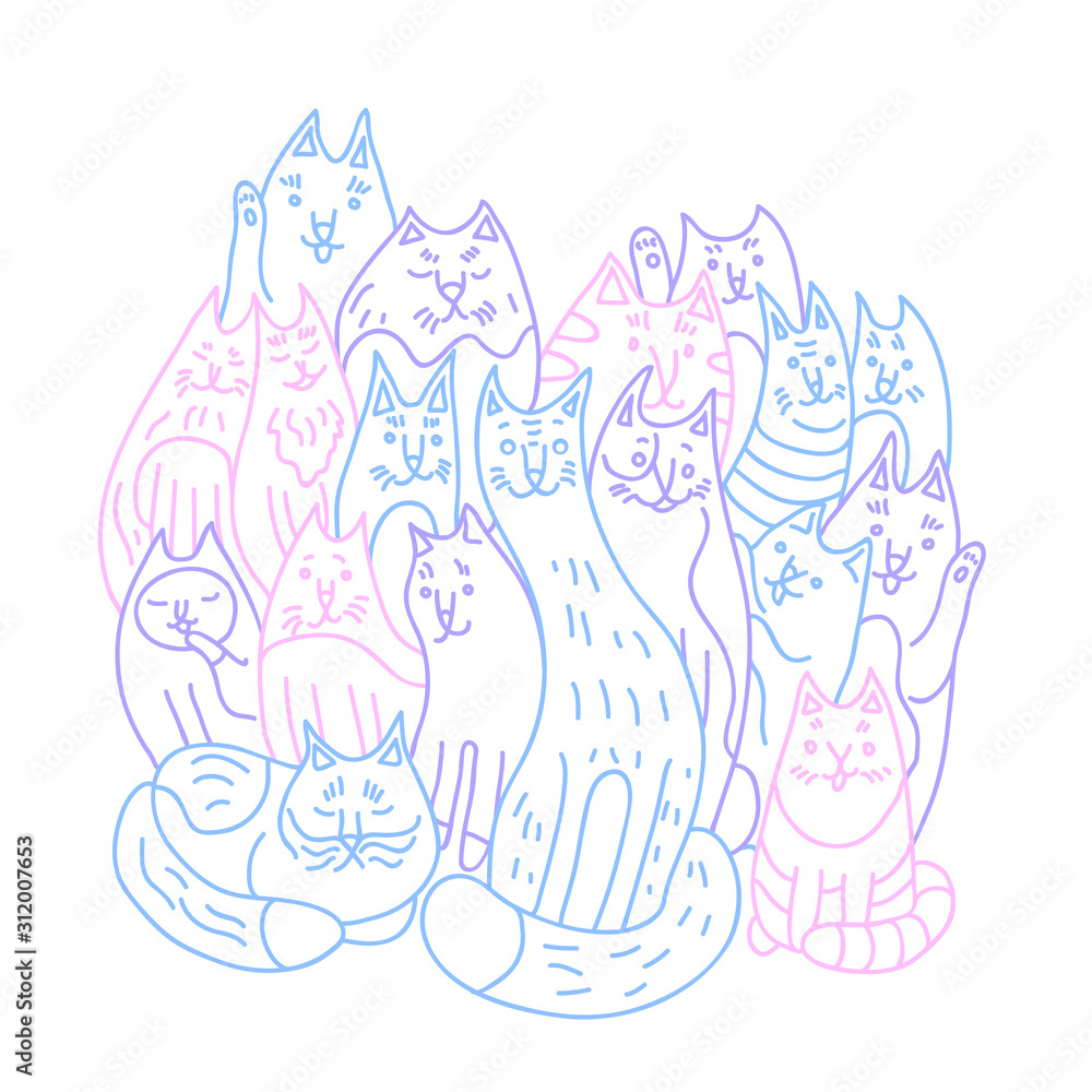 Cats family vector illustration