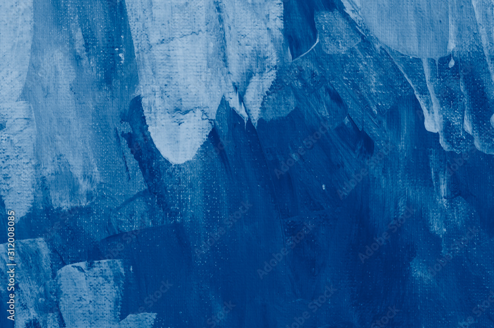 Classic blue tone abstract art background hand drawn acrylic painting.  Brushstrokes colorful texture acrylic paint on canvas. picture for artwork  design. trendy 2020 year color Stock Illustration | Adobe Stock