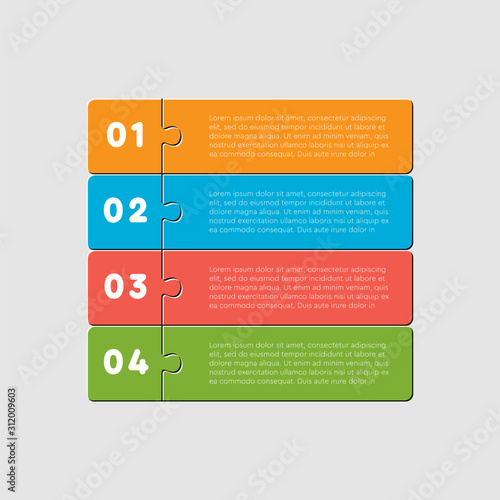 Four pieces puzzle square diagram info graphic