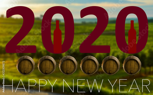 Happy New Year 2020 wine Background for your Christmas