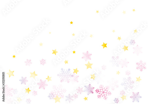 雪と星の背景 水彩 ピンク