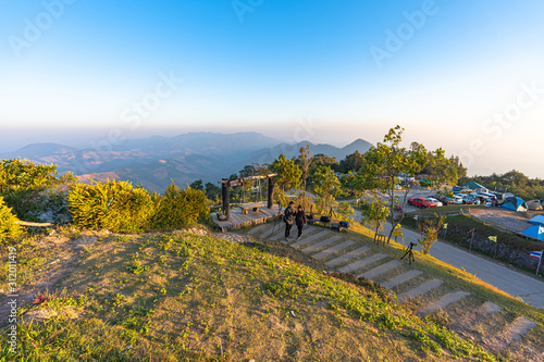 mountain range on Khun Sathan Nation Park Nan province Thailand photo