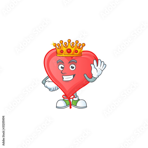 Cool King of red love balloon on cartoon character style