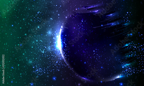 Ghost planet in space, vector art illustration.