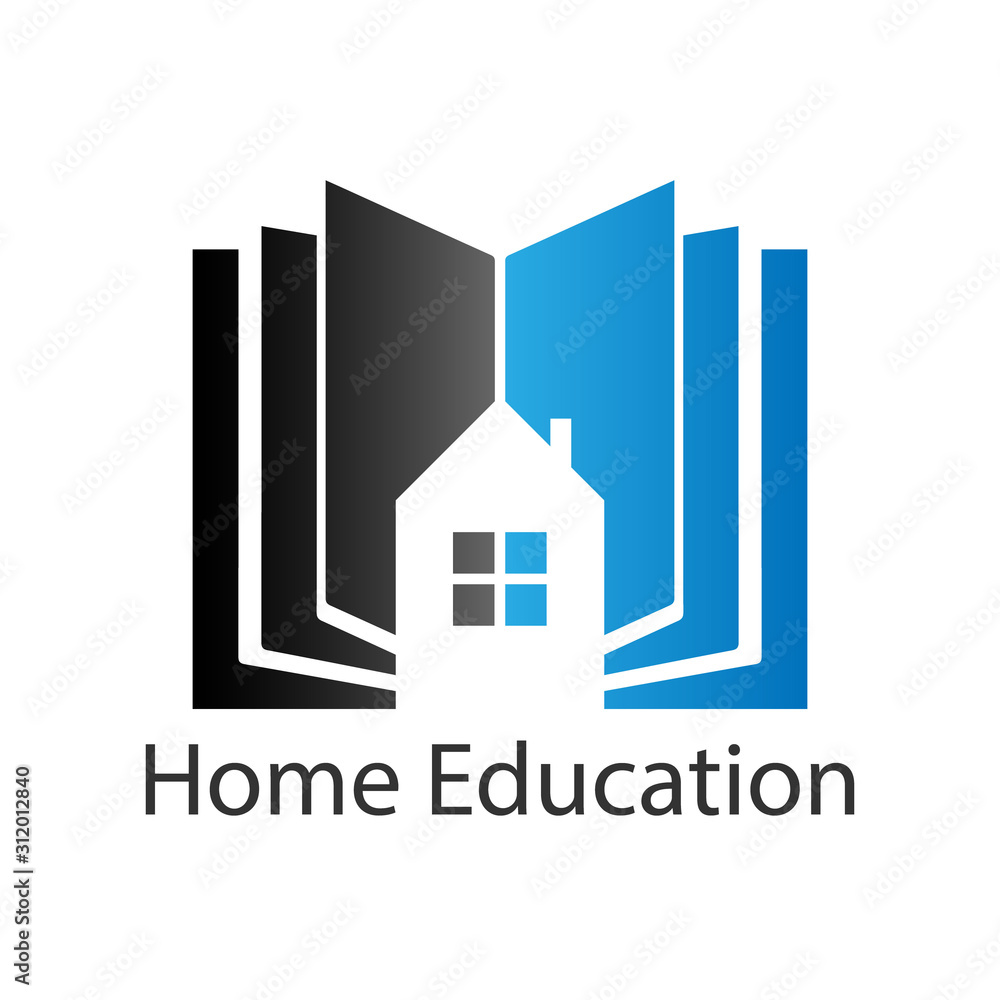 imple book logo open with a silhouette of home sign in the middle indicates that this is about home education or homescholing for company logos and symbol