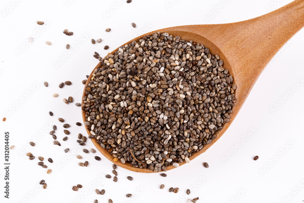 Top view of chia seeds. Can be used as background. The people of the ancient Aztec and Incan empires revered chia seeds as viral nourishment. Top view of chia seeds. Can be used as background. The people of the ancient Aztec and Incan empires revered chia seeds as viral nourishment.