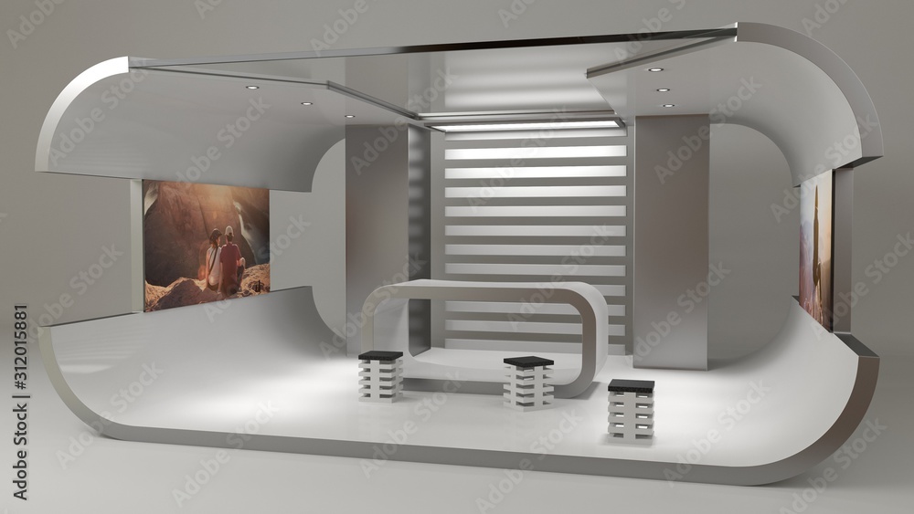Exhibition stand 3D rendering Stock Illustration | Adobe Stock