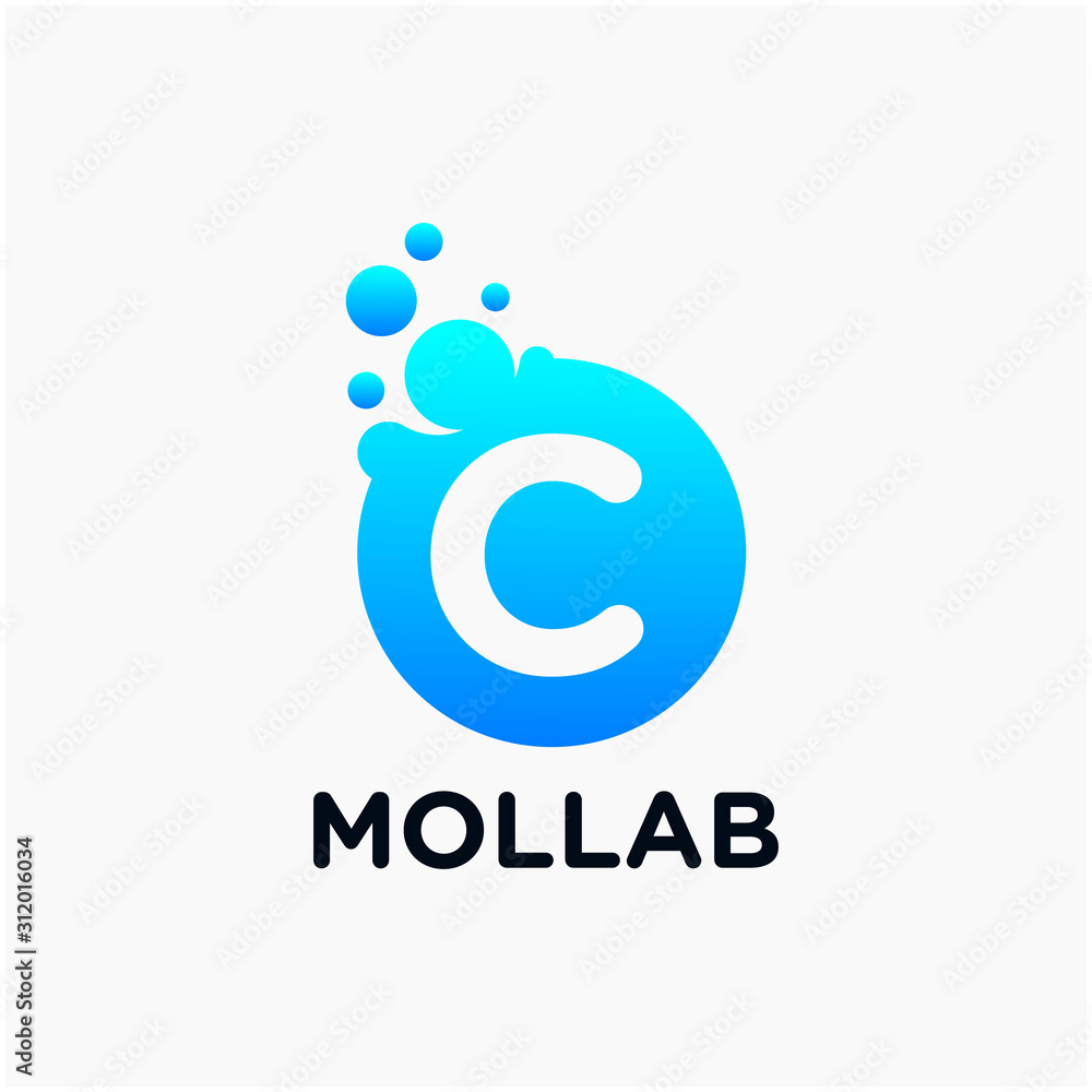 initial Letter C with molecule element. Lab, liquid, atom Design concept. Design Vector with Dots and Bubbles. perfect for technology, digital, software, network and science brand. - vector initial Letter C with molecule element. Lab, liquid, atom Design concept. Design Vector with Dots and Bubbles. perfect for technology, digital, software, network and science brand. - vector
