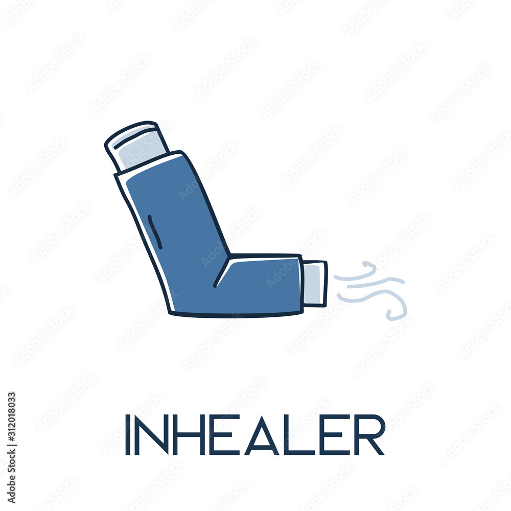 inhaler also known as a puffer, pump or allergy sprayused in the treatment of asthma and chronic obstructive pulmonary disease minimalist hand drawn medic flat icon illustrartion inhaler also known as a puffer, pump or allergy sprayused in the treatment of asthma and chronic obstructive pulmonary disease minimalist hand drawn medic flat icon illustrartion