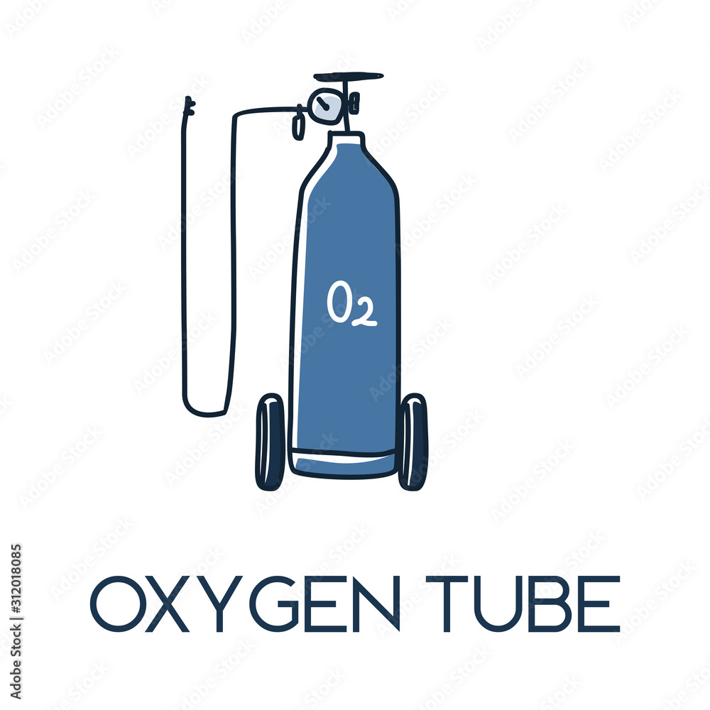 medical oxygen tank set with nasal cannula minimalist hand drawn medic flat icon illustrartion medical oxygen tank set with nasal cannula minimalist hand drawn medic flat icon illustrartion