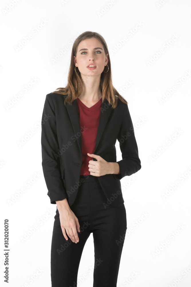 Businesswoman in suit smile by confident..