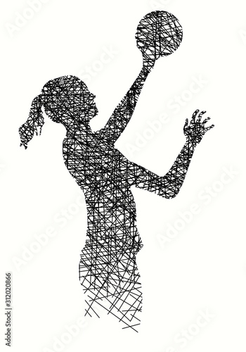 Volleyball - Strich - Ink - 2