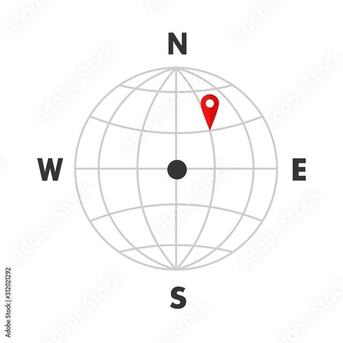 Compass icon isolated on white background. Modern flat compass and location pictogram, business, internet concept.