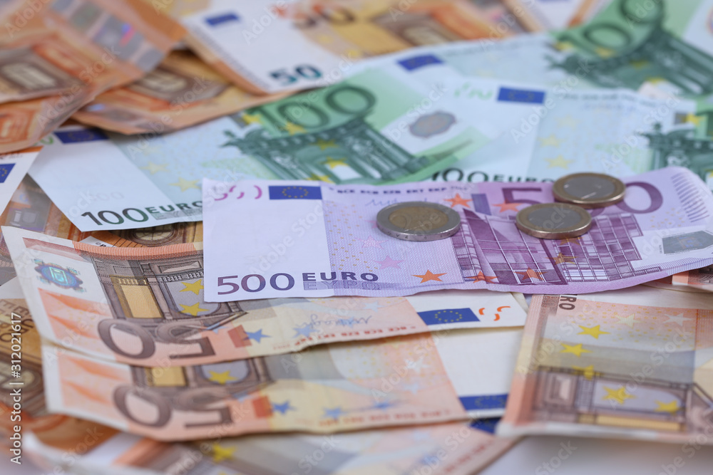 Money background of Euros. Giving money. Robery. Money background of Euros. Giving money. Robery.