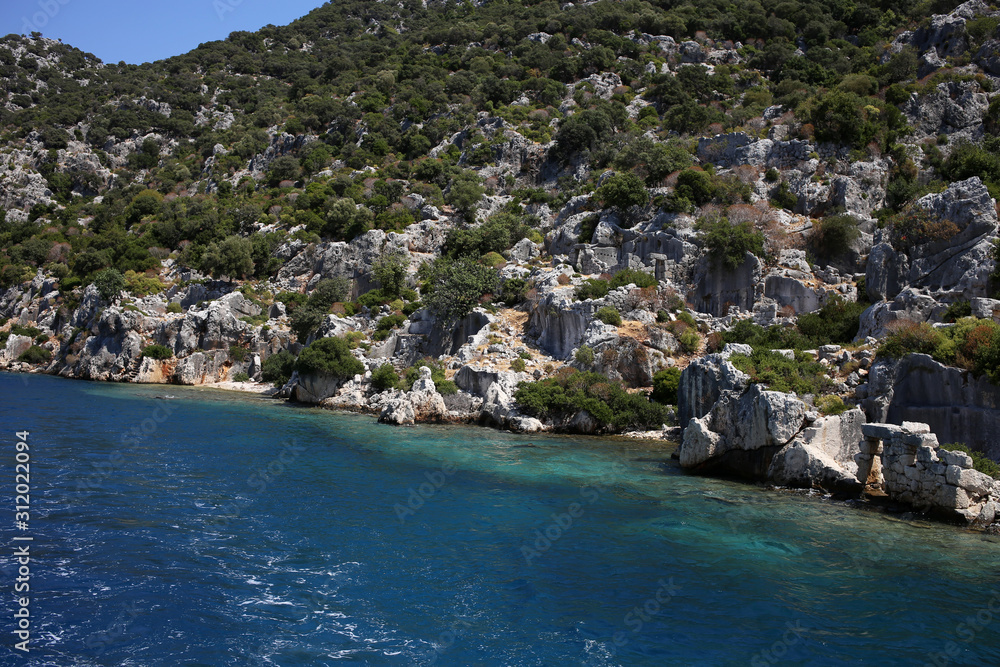Journey to the shores of the Kekova island in the Mediterranean Sea, under water and on the island are the ruins of an ancient antique city that sank in the second century AD.