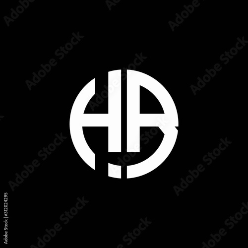 HB monogram logo circle ribbon style design template